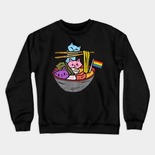 Rainbow Flag Cats Ramen Anime Gay Pride Month Lgbtq Crewneck Sweatshirt